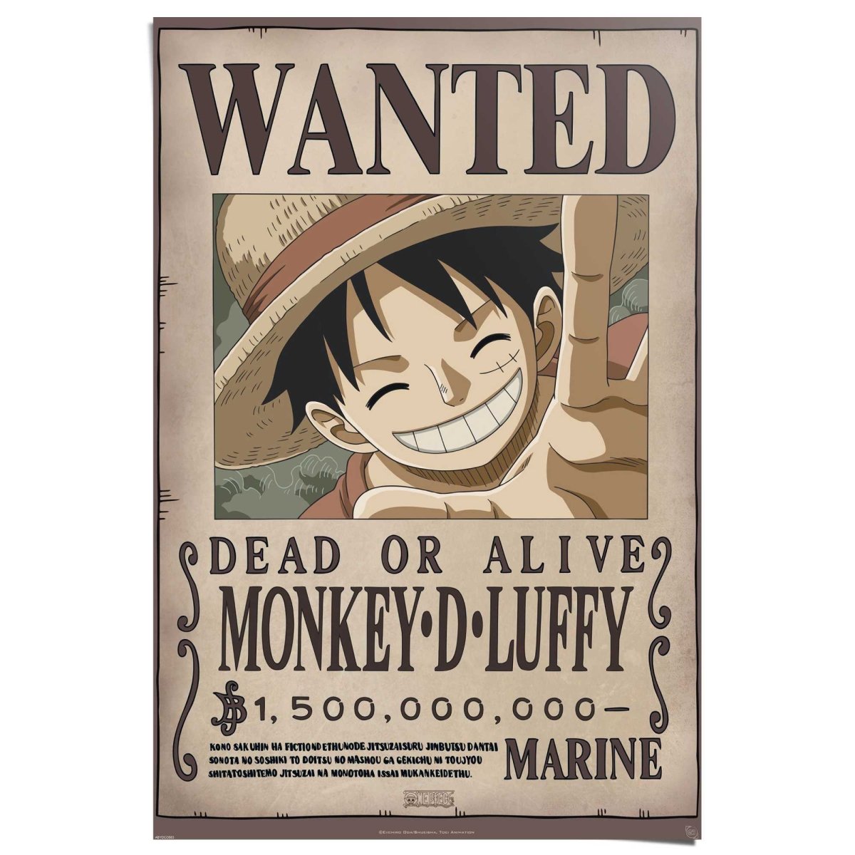 Poster One Piece - wanted Luffy 91,5x61 - Reinders