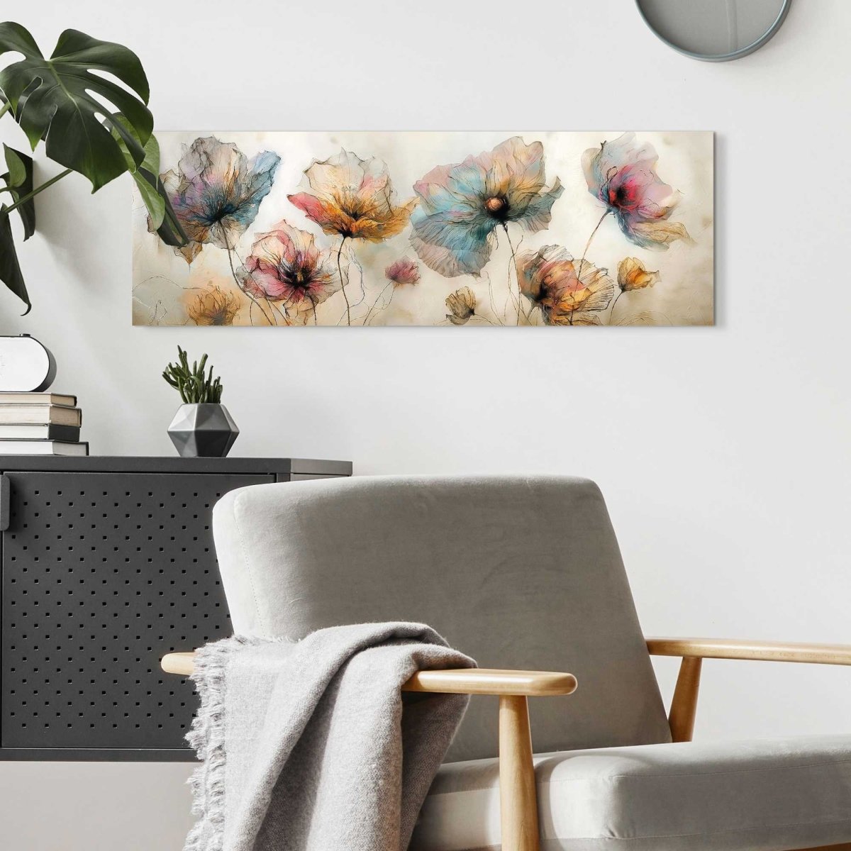 Schilderij Aquarel bloemen 30x90 - Reinders