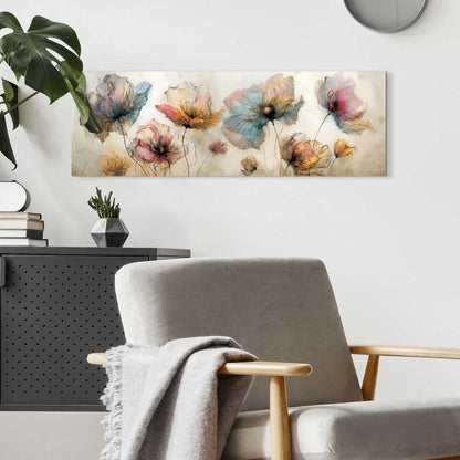 Schilderij Aquarel bloemen 30x90 - Reinders