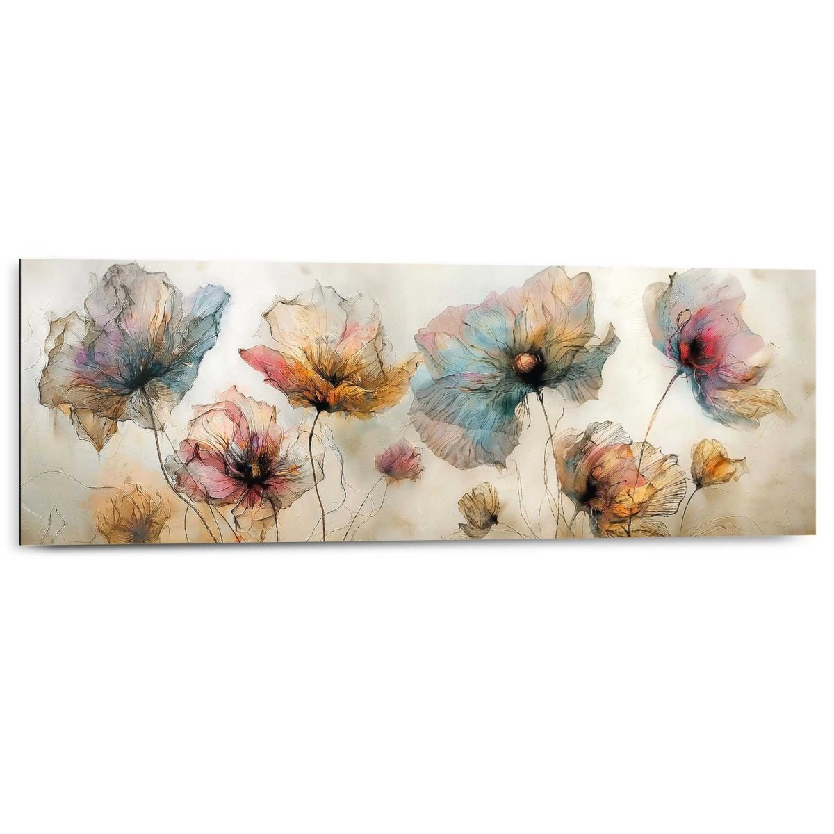 Schilderij Aquarel bloemen 30x90 - Reinders