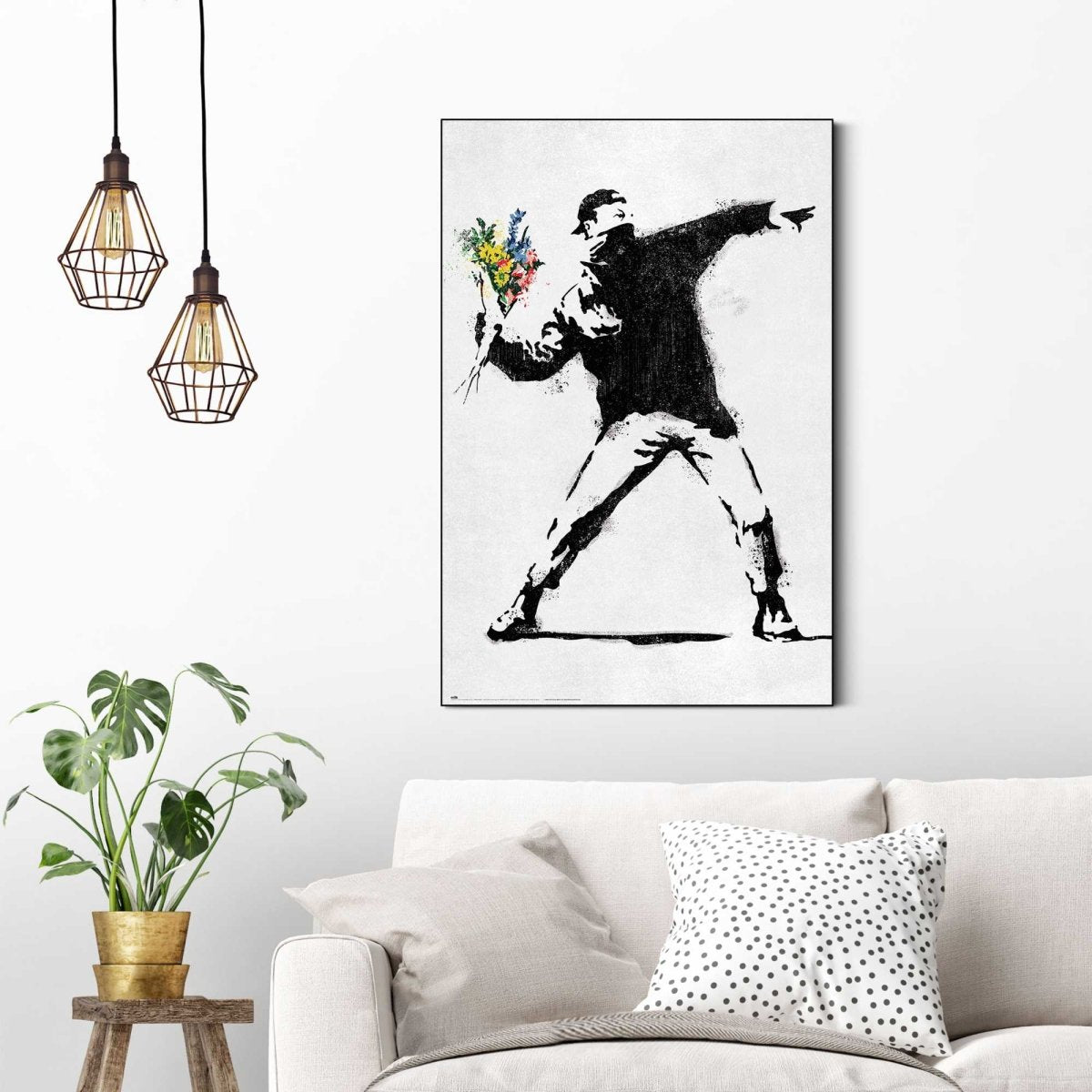 Schilderij Banksy - flower bomber 90x60 - Reinders