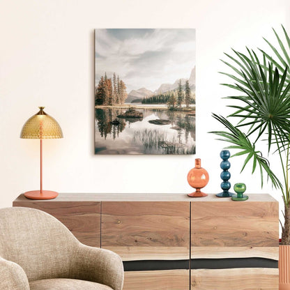 Schilderij Bergen bij het water 90x60 - Deco Panel - Reinders