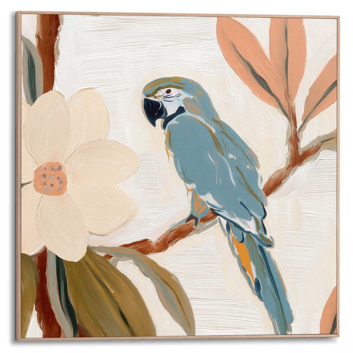 Schilderij Botanische Papegaai 50x50 - Slim Frame - Reinders