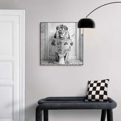 Schilderij De Lezende Leeuw 50x50 - Slim Frame - Reinders