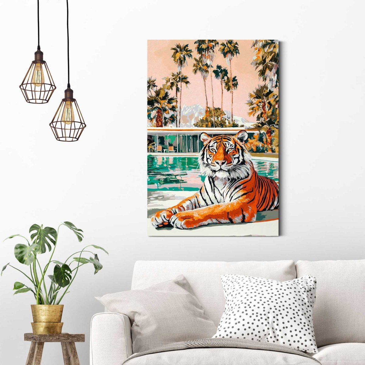 Schilderij Geschilderde tijger 90x60 - Reinders