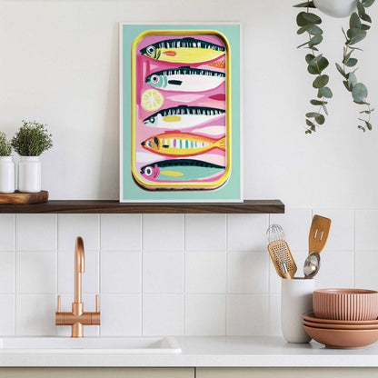 Schilderij Kleurrijke Sardientjes 30x20 - Slim Frame - Reinders