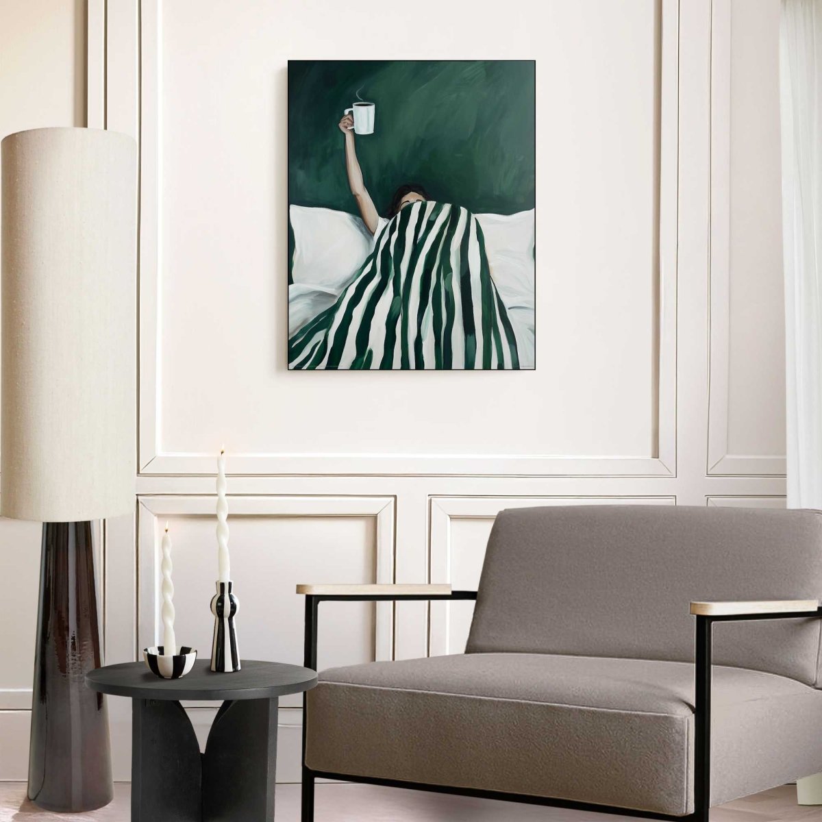 Schilderij Koffie in bed 50x40 - Framed Panel - Reinders