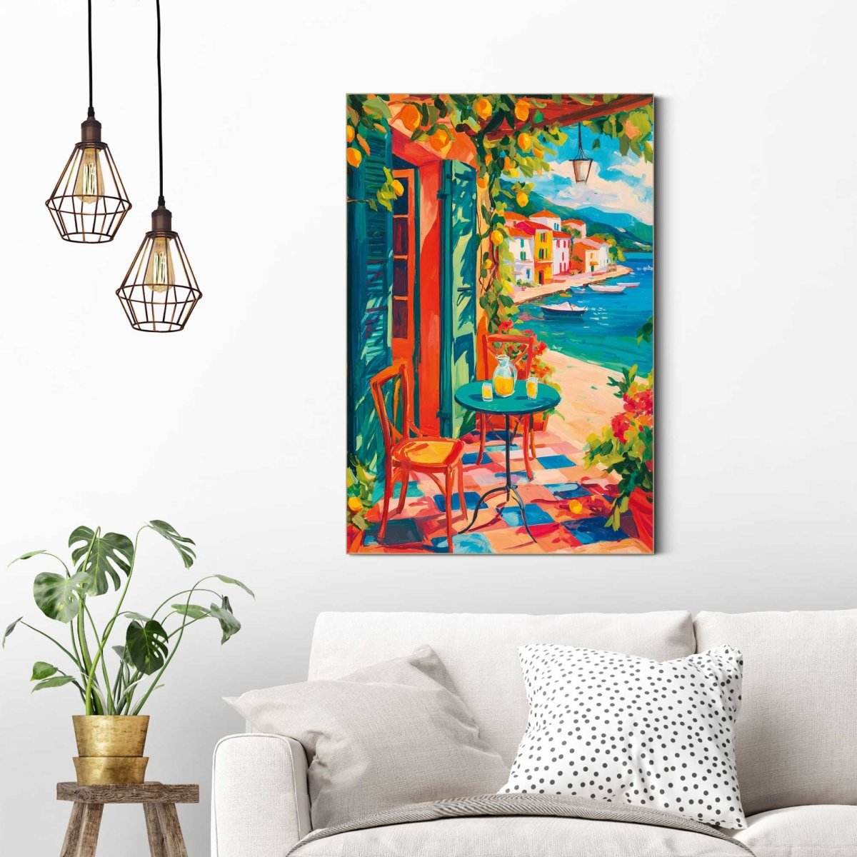 Schilderij Mediterraan terras 60x90 - Framed Panel - Reinders