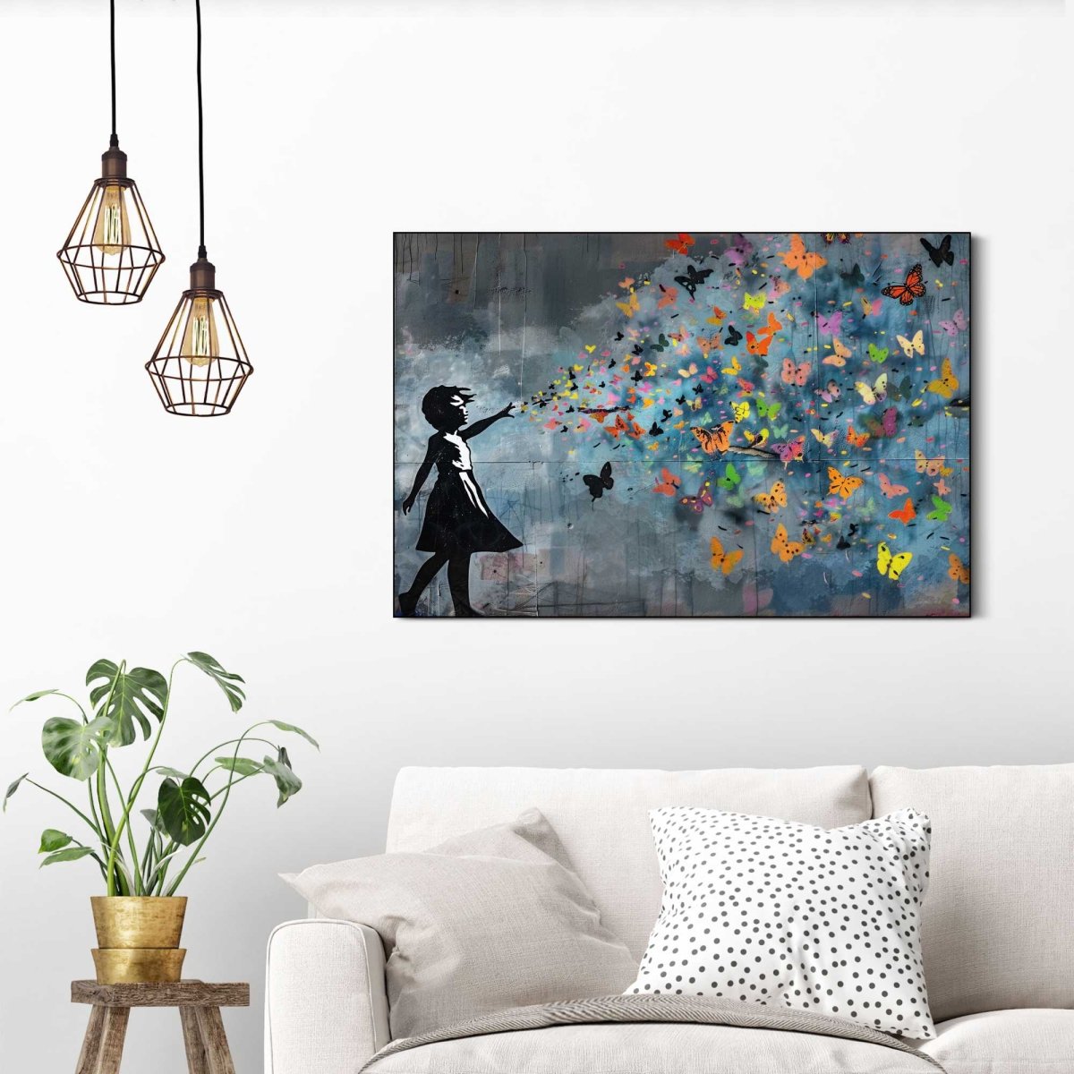 Schilderij Meisje met vlinders 60x90 - Reinders