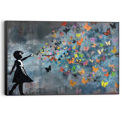 Schilderij Meisje met vlinders 60x90 - Reinders