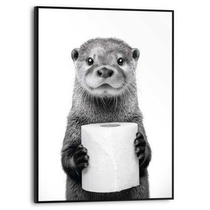 Schilderij Otter met toiletpapier 40x30 - Slim Frame - Reinders