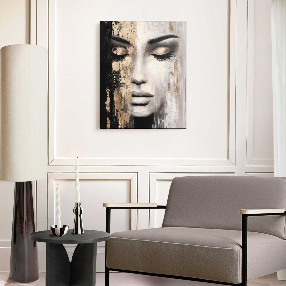 Schilderij Stilte in Goud 50x40 - Framed Panel - Reinders