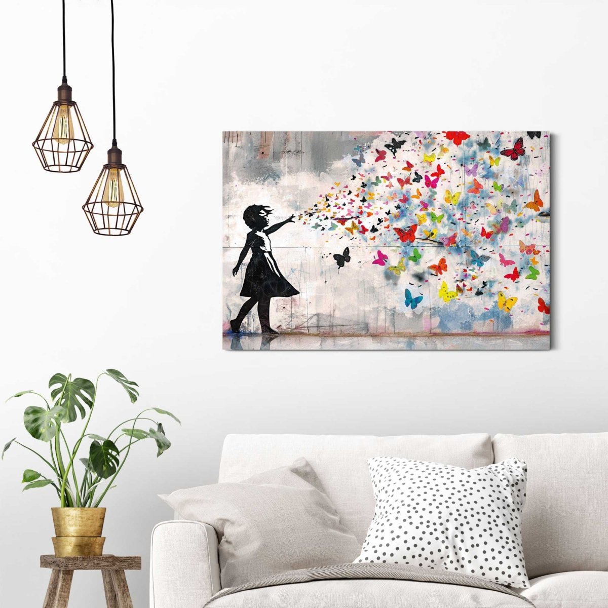 Schilderij Street art vlinders 60x90 - Reinders