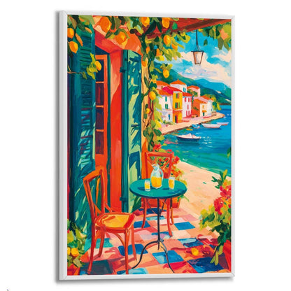 Schilderij Terras aan Zee 30x20 - Slim Frame - Reinders