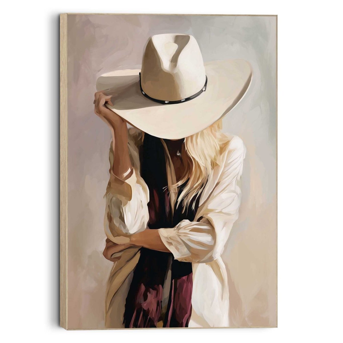 Schilderij Western vrouw 60x90 - Framed Panel - Reinders
