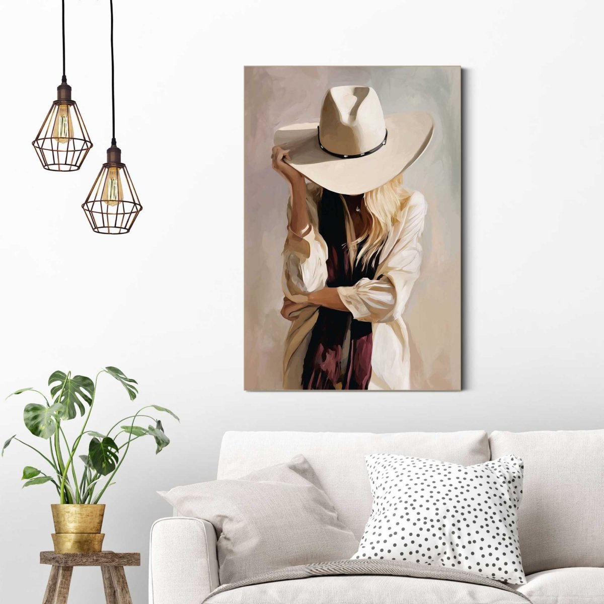 Schilderij Western vrouw 60x90 - Framed Panel - Reinders