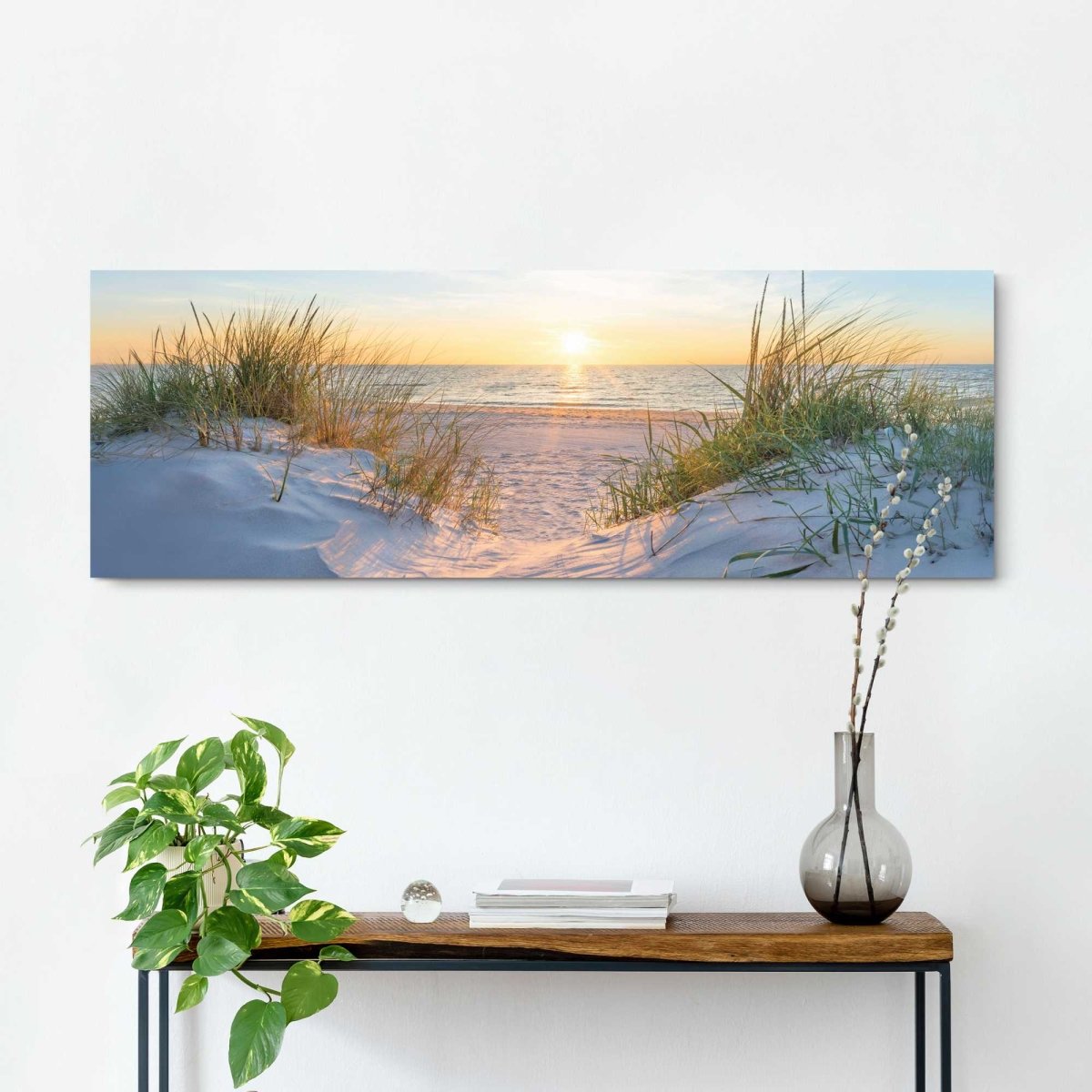 Schilderij Zonsondergang in de duinen 40x118 - Reinders
