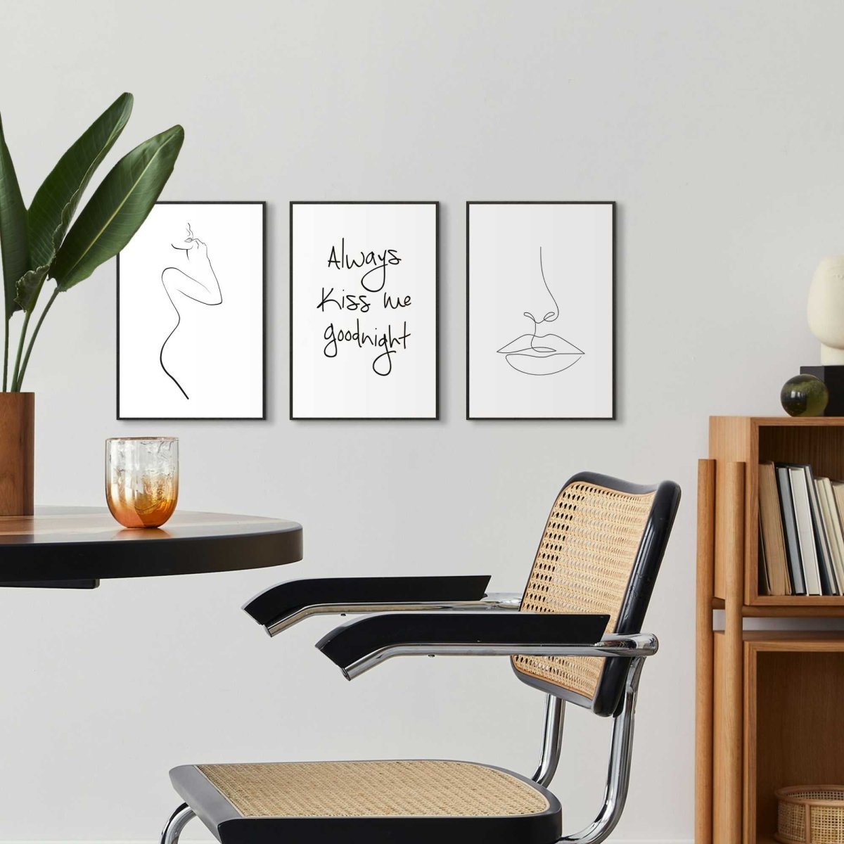 Schilderijen set Always kiss me goodnight 30x20 - Slim Frame - Reinders