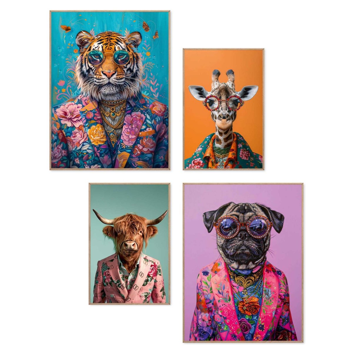 Schilderijen set Funky Animals 40x30 - Reinders