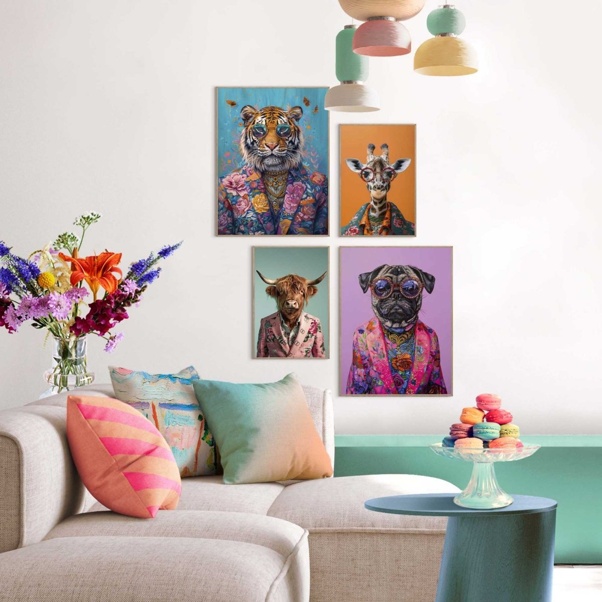 Schilderijen set Funky Animals 40x30 - Reinders