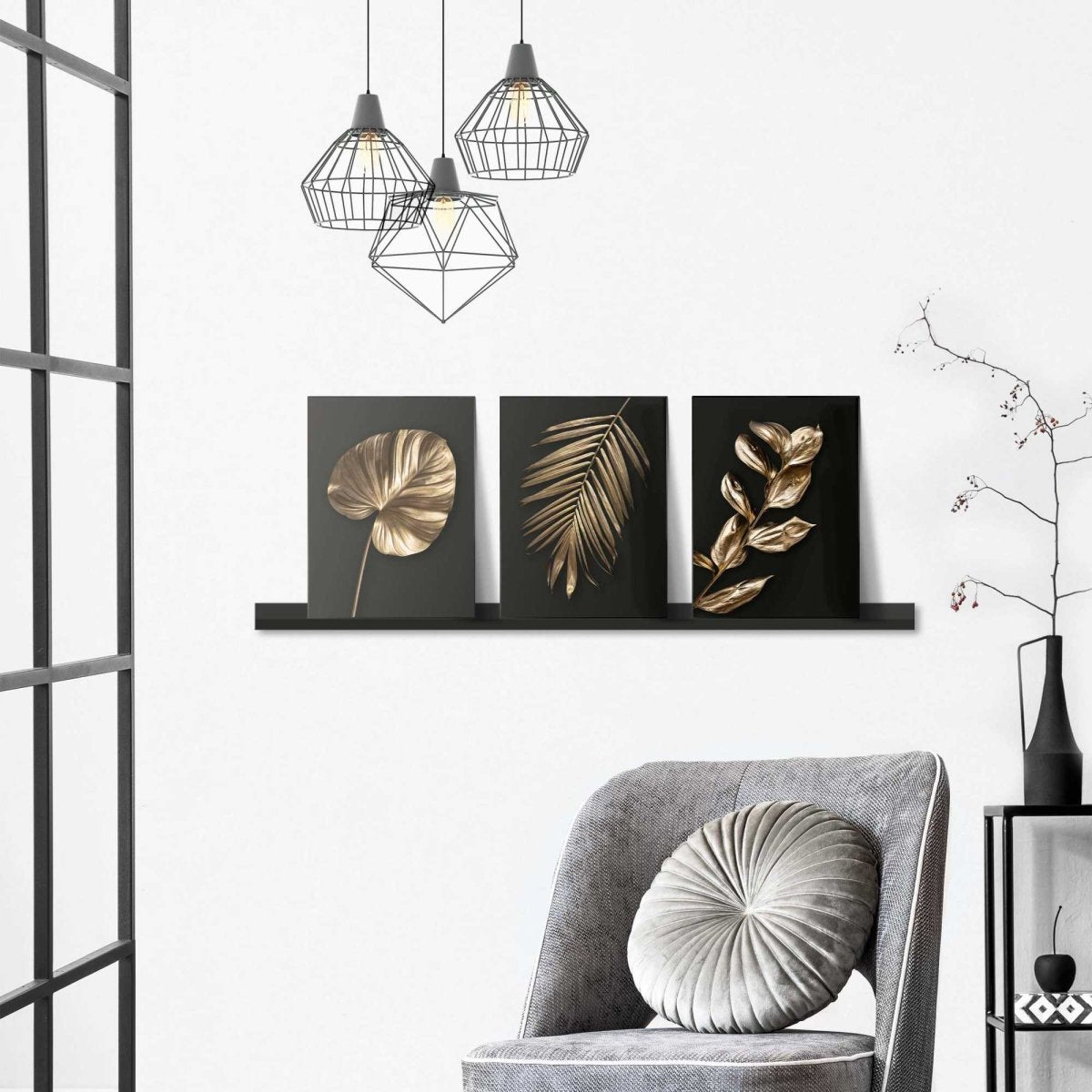 Schilderijen set Gold Black 40x30 - Slim Frame - Reinders