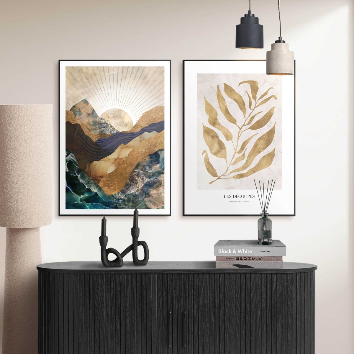 Schilderijen set Natuur met gouden twist 70x50 - Slim Frame - Reinders