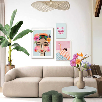 Set wanddecoratie in diverse formaten Pastel sfeer 70x50 - Slim Frame - Reinders
