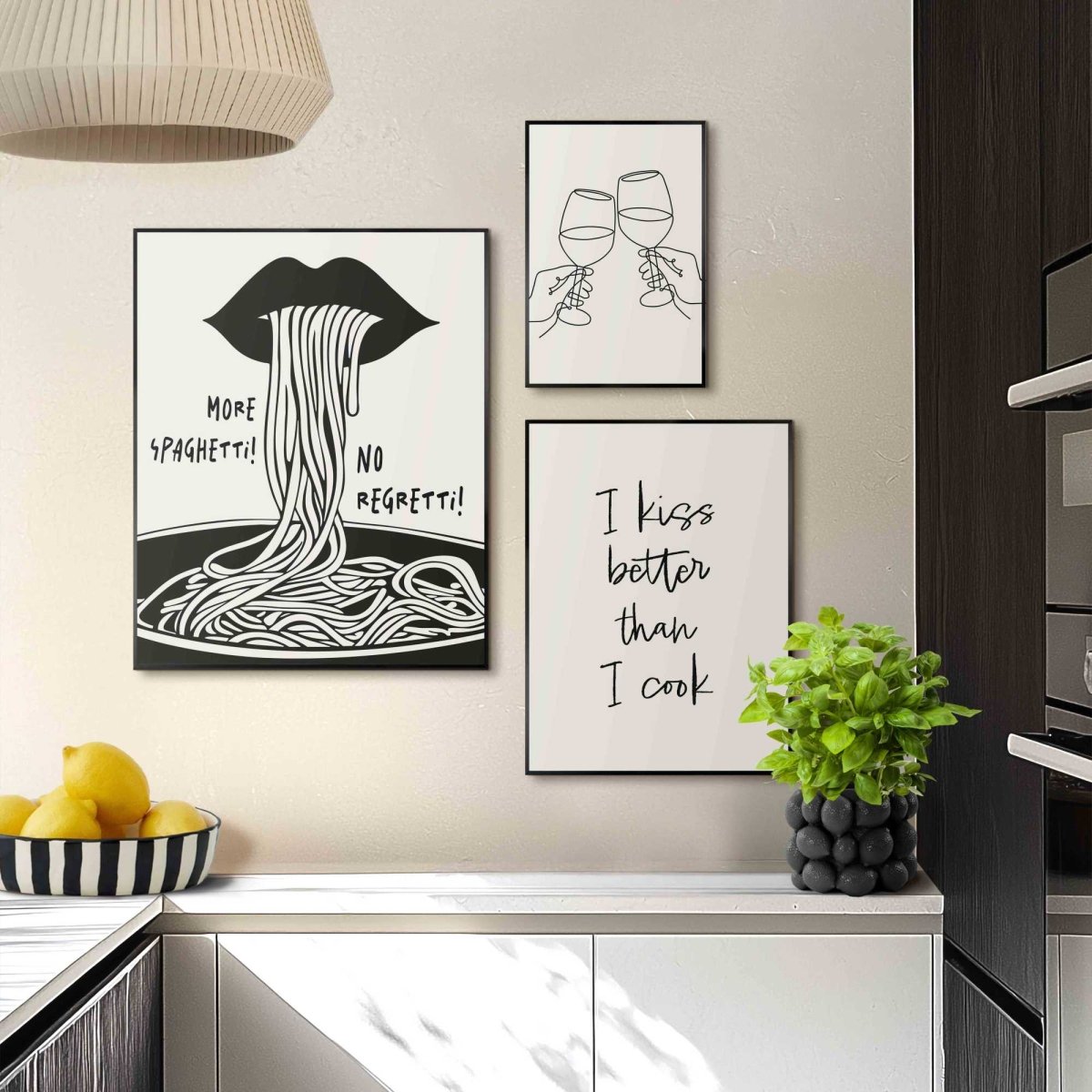 Wanddecoratieset in verschillende formaten Italiaans diner 50x40 - Slim Frame - Reinders