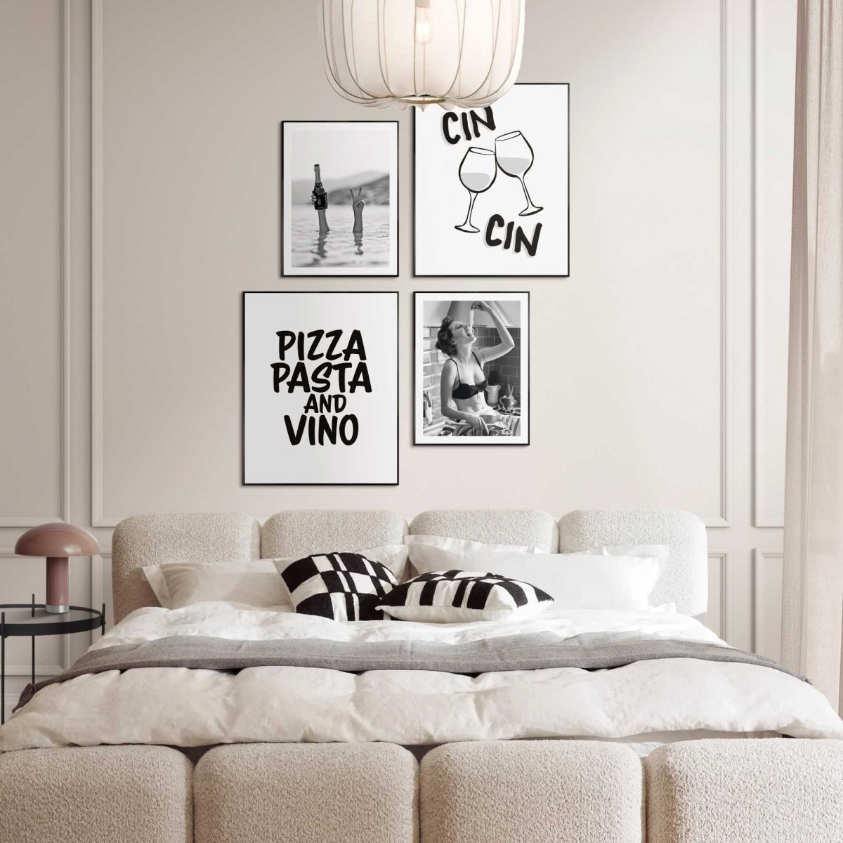 Wanddecoratieset in verschillende formaten Pizza, pasta en wijn 50x40 - Slim Frame - Reinders