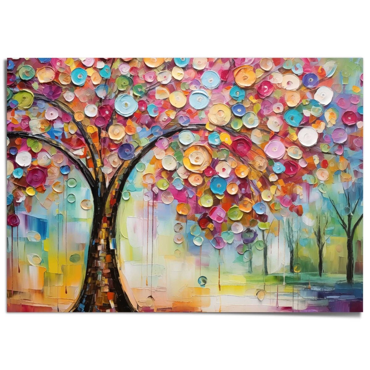 XXL Poster Kleurrijke boom 100x140 - Reinders