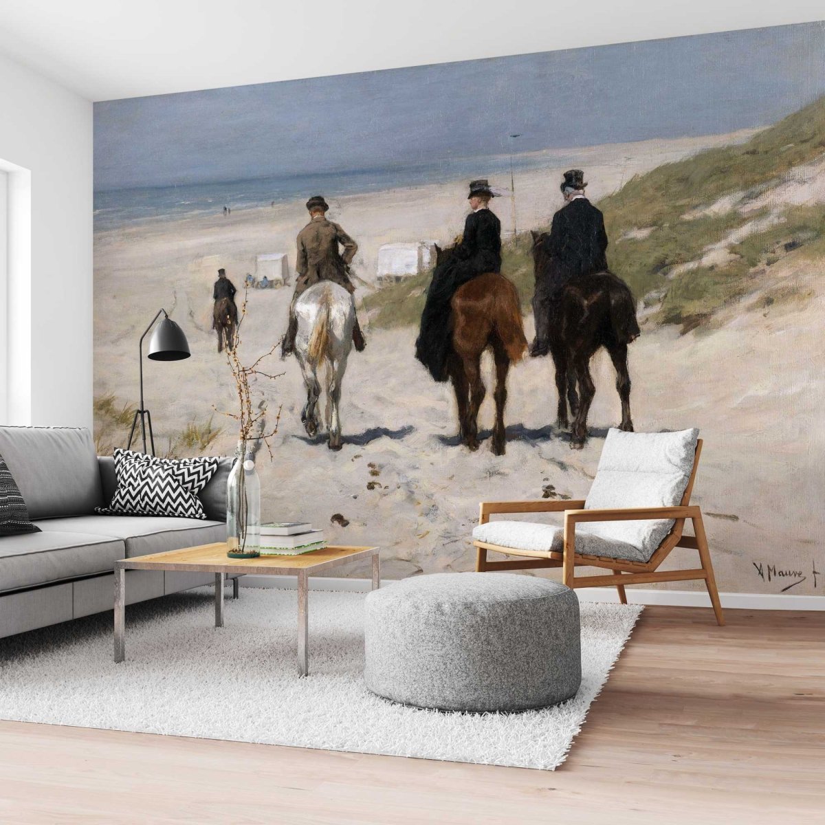 Fotobehang Anton Mauve Morgenrit langs het strand 260x384 - Reinders