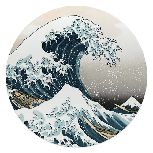 Glasbild Hokusai - Die große Welle 50 Rund