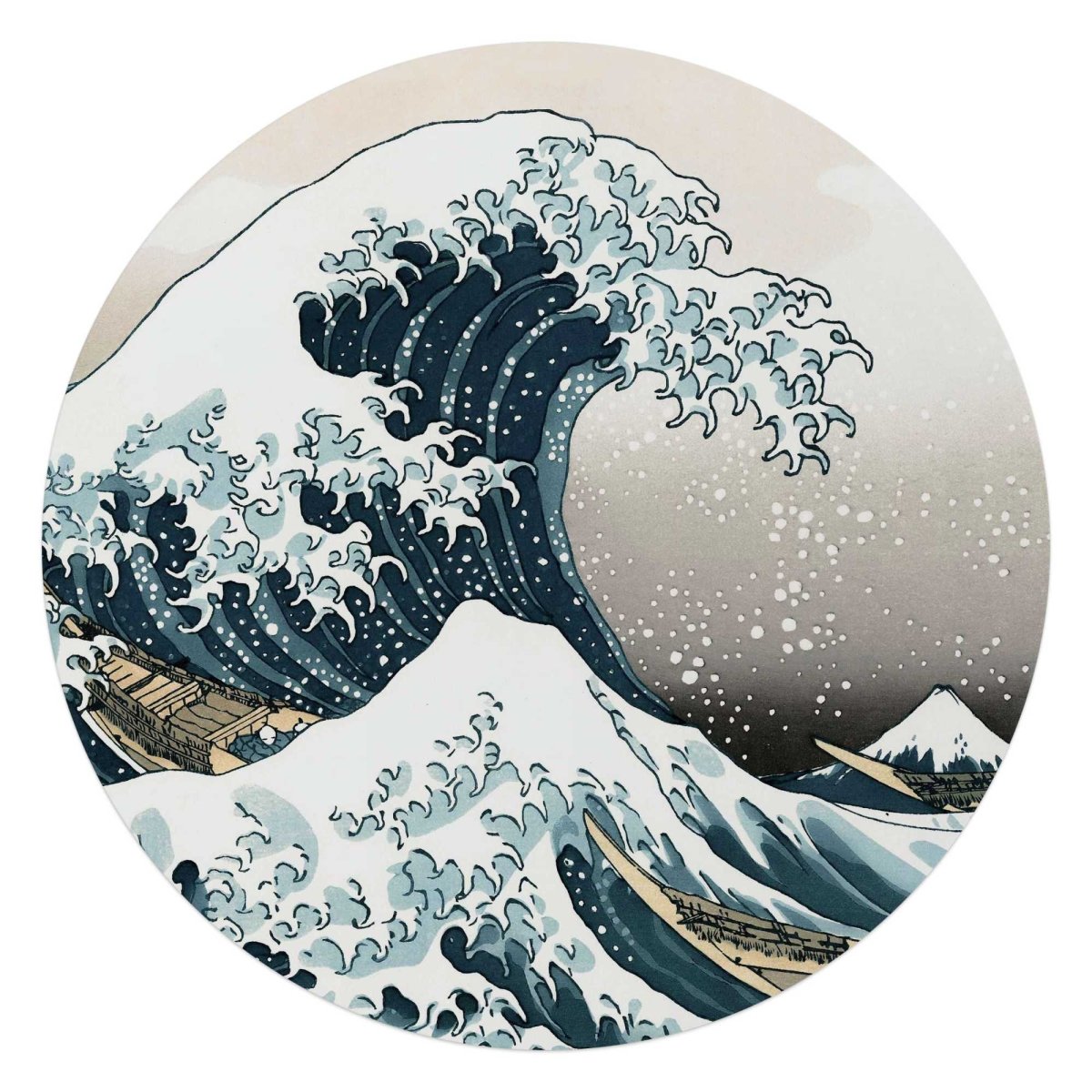 Glasschilderij Hokusai - De Grote Golf 70 Rond - Reinders