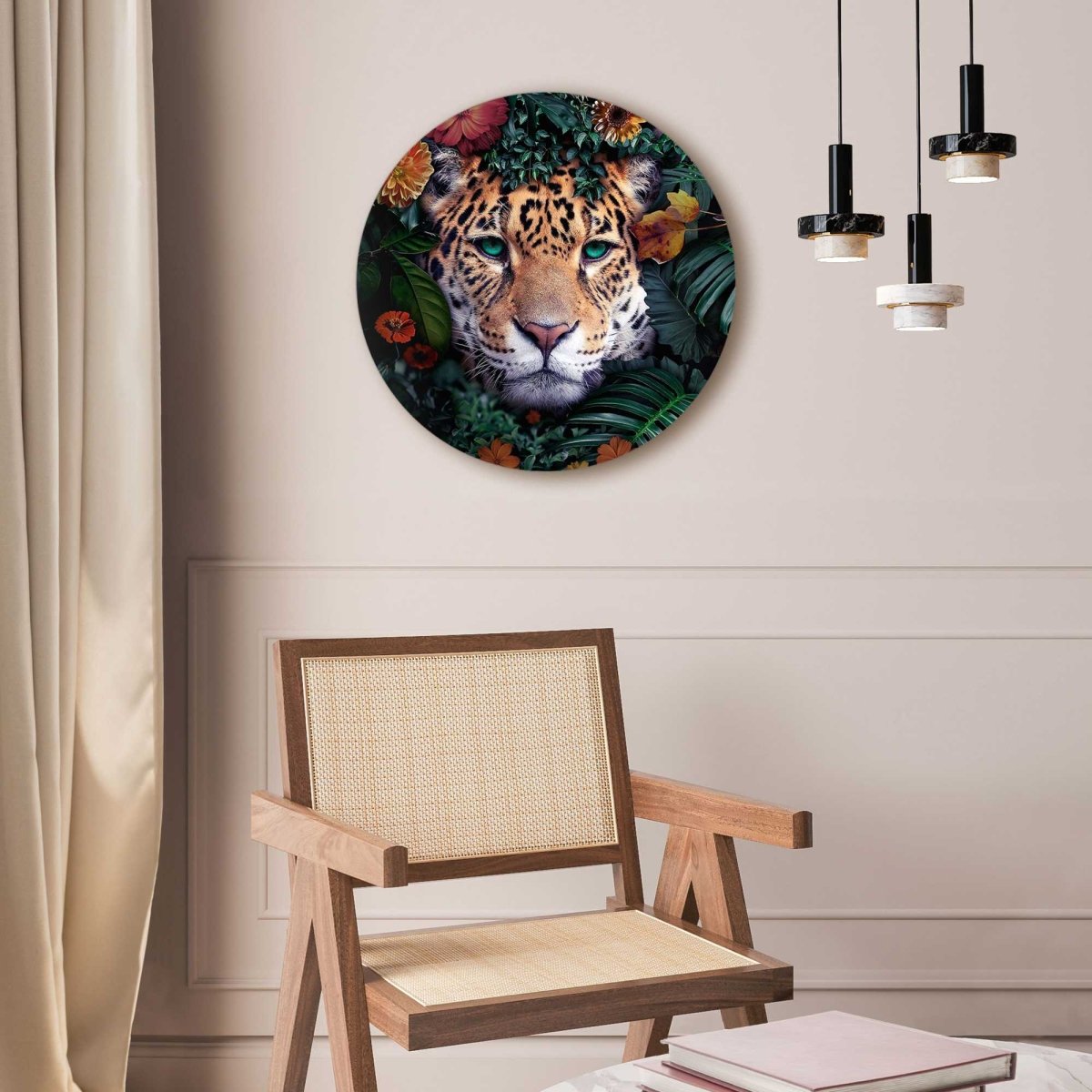 Glasschilderij Jungle luipaard 50 Rond - Reinders