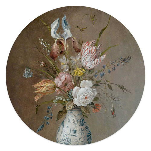 Glasbild Van der Ast Stillleben Vase mit Blumen 50 Rund