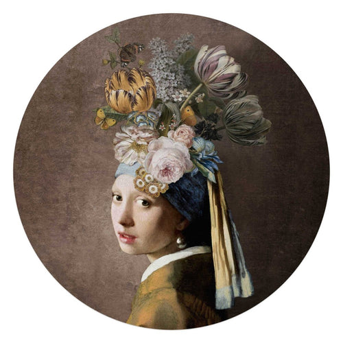 Glasbild Vermeer Blumenmädchen mit dem Perlenorhrring 70 Rund