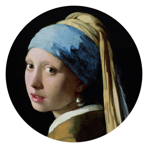 Glasbild Vermeer - Mädchen mit dem Perlenohrring 70 Rund