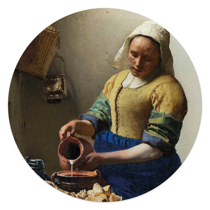 Glasschilderij Vermeer Melkmeisje 50 Rond - Reinders