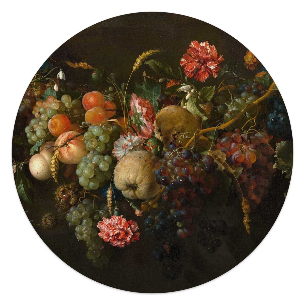 Plexiglasschilderij De Heem Guirlande van vruchten 50 Rond - Reinders