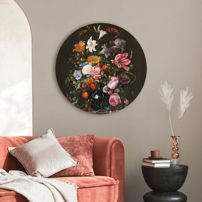 Plexiglasschilderij De Heem Stilleven met bloemen op vaas 70 Rond - Reinders