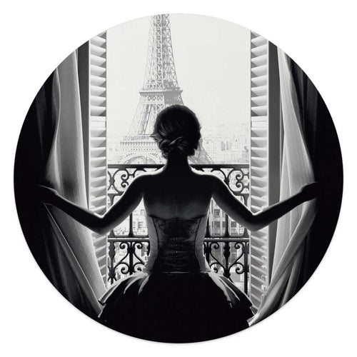 Plexiglasbild Frau in Paris 50 Rund