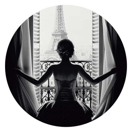 Plexiglasbild Frau in Paris 70 Rund