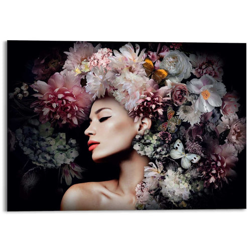 Plexiglasbild Frau mit Blumenhut 100x140