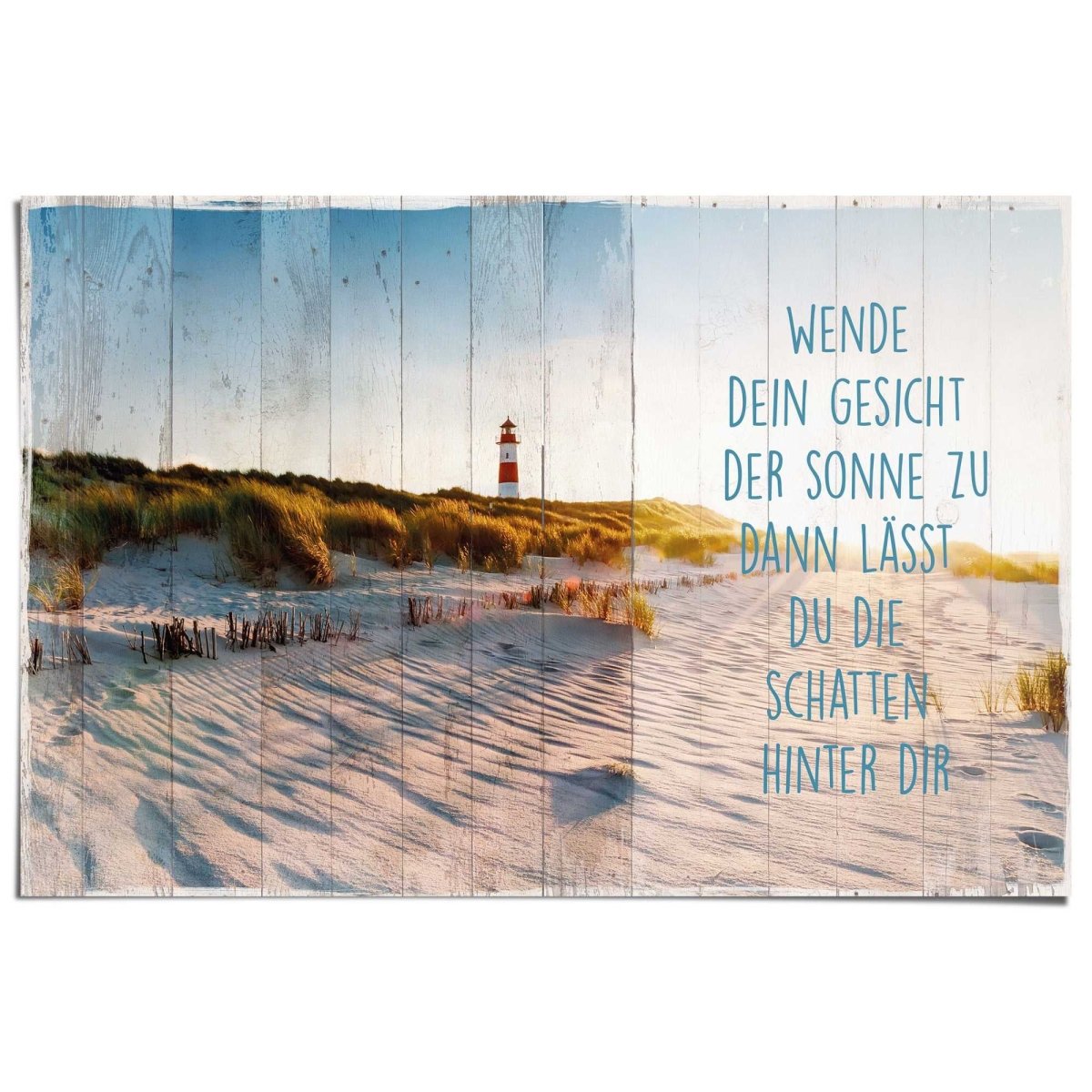 Poster Duinen en vuurtoren met Duitse spreuk. 61x91,5 - Reinders