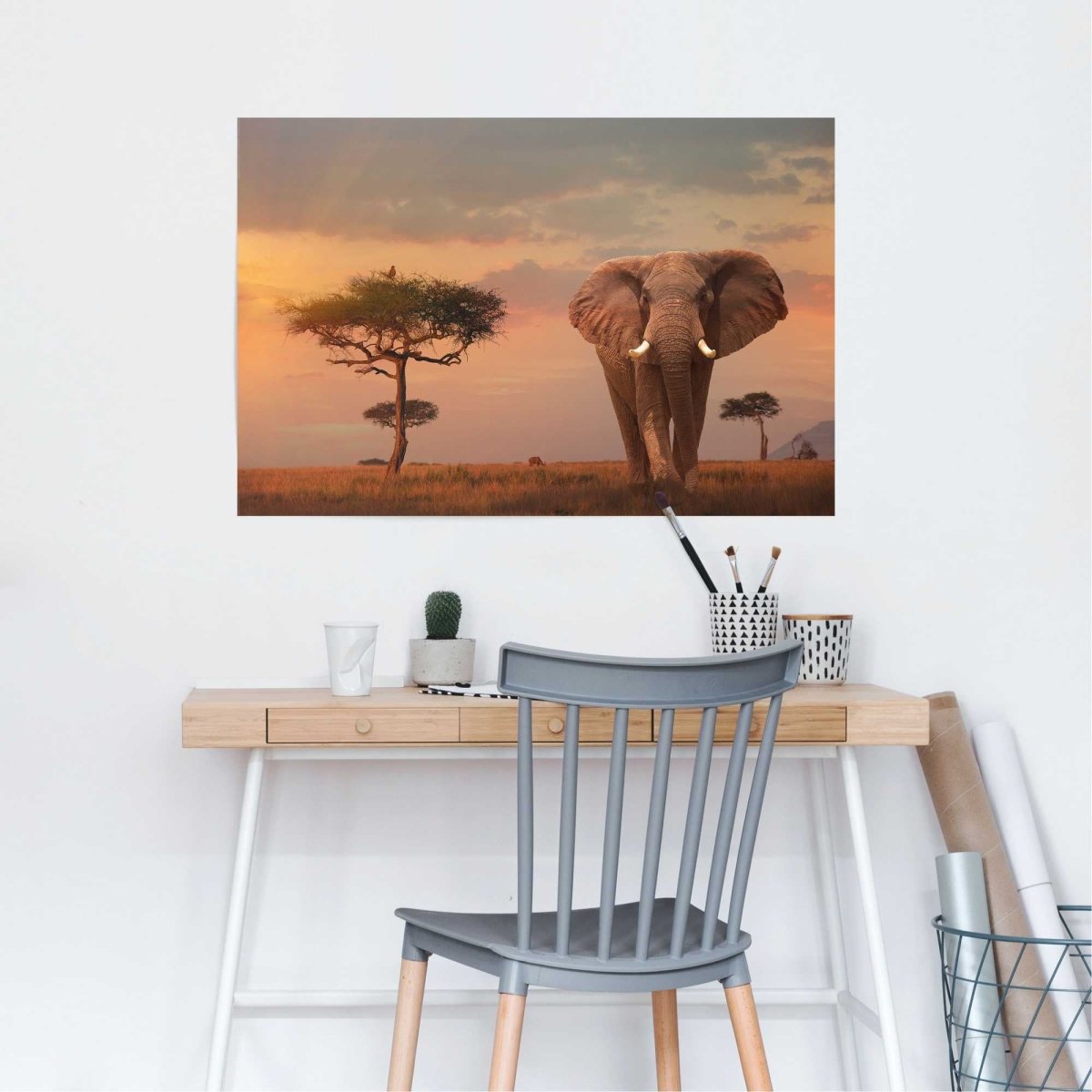 Poster Olifant bij schemer 61x91,5 - Reinders