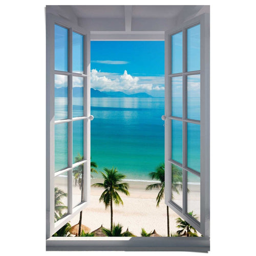 Poster Fenster zum Strand 91,5x61