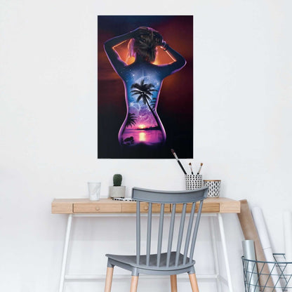 Poster Vrouw - Bodypaint rug 91,5x61 - Reinders