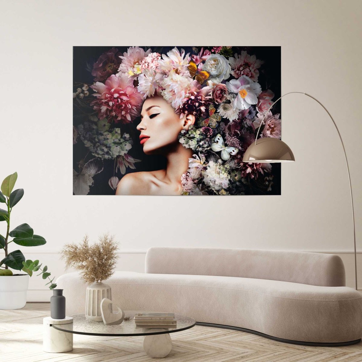 XXL Poster Vrouw met bloemenhoed 100x140 - Reinders